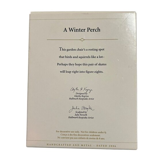 Hallmark Ornament A Winter Perch NEW 2006 Garden Chair Squirrel Cardinal Skates - Picture 7 of 15